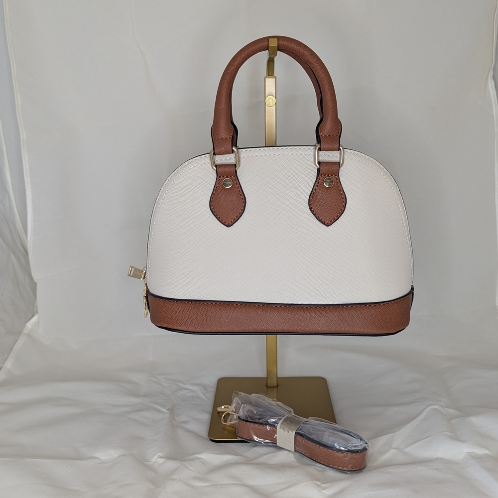 Elegant White and Brown Handbag